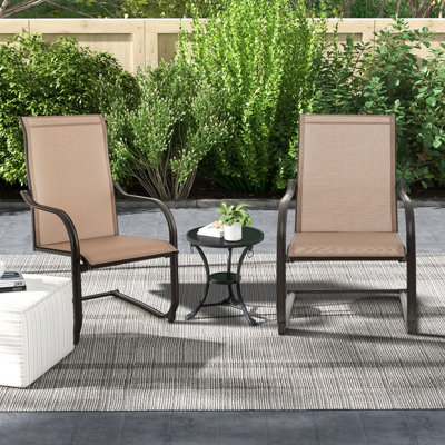 Costway 2PCS Outdoor Dining Chairs Patio C-Spring Motion Outside High Back Chair - 4
