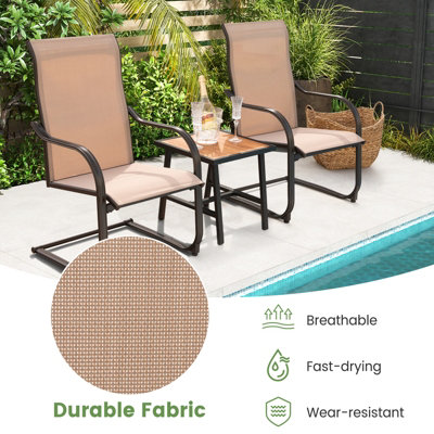 Costway 2PCS Outdoor Dining Chairs Patio C-Spring Motion Outside High Back Chair - 7