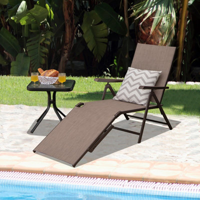 Costway 2Pcs Patio Foldable Chaise Lounge Chair Outdoor Portable Reclining Chair - 5