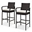 Costway 2Pcs Patio Wicker Barstools Set Outdoor PE Rattan Bar Chairs w/Armrests