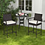 Costway 2Pcs Patio Wicker Barstools Set Outdoor PE Rattan Bar Chairs w/Armrests