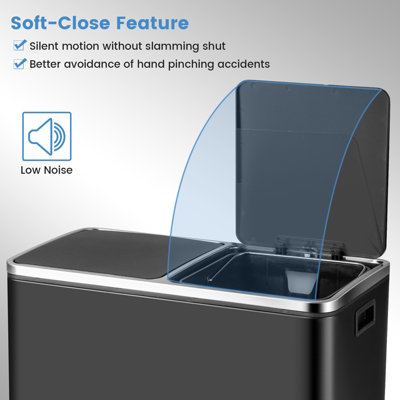 Costway 2x30L Recycling Pedal Bin Double Kitchen Waste Bin with Plastic Inner Buckets - 4