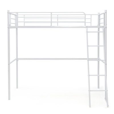 Costway 3.5FT Single Metal Loft Bed Frame High Sleeper Bunk Bed Study Desk Cabin Bed