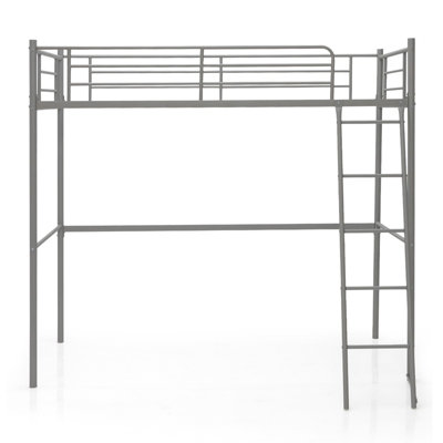 Costway 3.5FT Single Metal Loft Bed Frame High Sleeper Bunk Bed Study Desk Cabin Bed