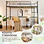 Costway 3.5FT Single Metal Loft Bed Frame High Sleeper Bunk Bed Study Desk Cabin Bed