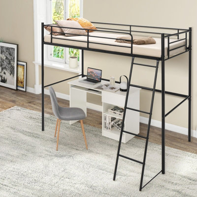 Costway Single Metal Loft Bed Frame High Sleeper Bunk Bed
