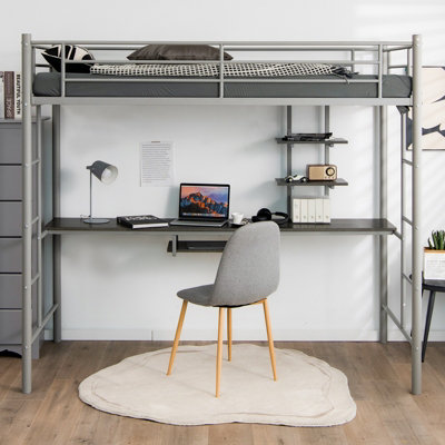 Metal loft bunk bed deals with desk