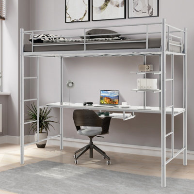 Single bed with desk store and storage