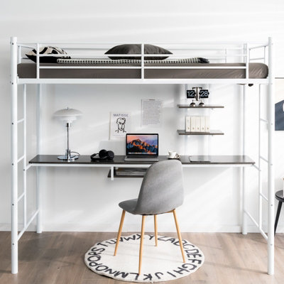 Twin metal loft bed with deals desk