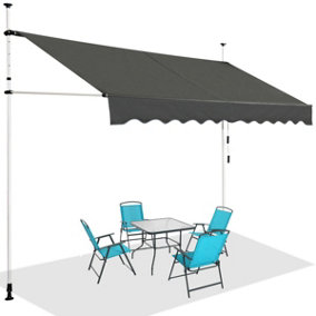 Costway 3.5M Telescopic Canopy Retractable Adjustable Outdoor Clamp Awning Sun Shelter