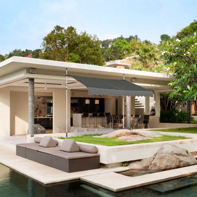 Costway 3.5M Telescopic Canopy Retractable Adjustable Outdoor Clamp Awning Sun Shelter - 5