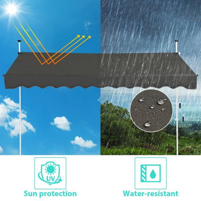 Costway 3.5M Telescopic Canopy Retractable Adjustable Outdoor Clamp Awning Sun Shelter - 6