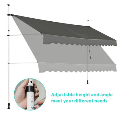 Costway 3.5M Telescopic Canopy Retractable Adjustable Outdoor Clamp Awning Sun Shelter - 8