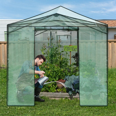 Costway 3.6 x 2.4 m Folding Pop-up Greenhouse Walk-in Gardening Greenhouse - 3