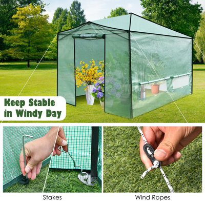 Costway 3.6 x 2.4 m Folding Pop-up Greenhouse Walk-in Gardening Greenhouse - 5