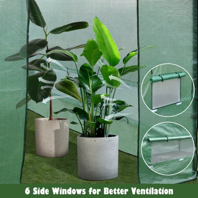 Costway 3.6 x 2.4 m Folding Pop-up Greenhouse Walk-in Gardening Greenhouse - 6