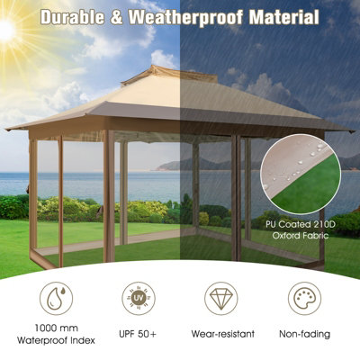 Costway 3.6 x 3.6 M Pop up Gazebo Instant Gazebo Tent w/4-sided Mesh Netting