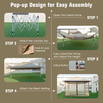 Costway 3.6 x 3.6 M Pop up Gazebo Instant Gazebo Tent w/4-sided Mesh Netting