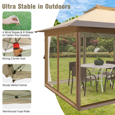 Costway 3.6 x 3.6 M Pop up Gazebo Instant Gazebo Tent w/4-sided Mesh Netting