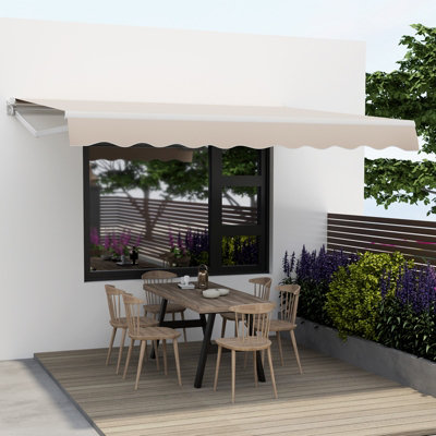 Costway 3.6 x 3m Patio Awning Manual Garden Canopy Sun Shade Retractable Shelter Outdoor