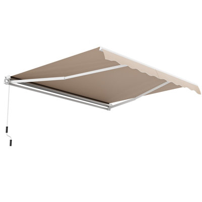 Costway 3.6 x 3m Patio Awning Manual Garden Canopy Sun Shade Retractable Shelter Outdoor
