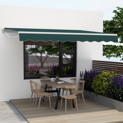 Costway 3.6 x 3m Patio Awning Manual Garden Canopy Sun Shade Retractable Shelter Outdoor