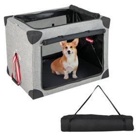 Costway 3-Door Folding Dog Crate Folding Pet Travel Carrier for Small & Medium Dogs