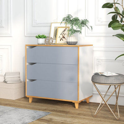 Costway 3-Drawer Chest Storage Cabinet Dresser Freestanding Organizer ...