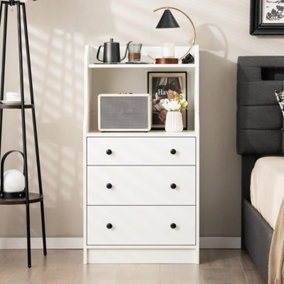 Costway 3-Drawer Dresser Utility Storage Organizer Modern Chest of Drawers with Open Shelves