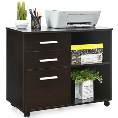 Printer table store file cabinet