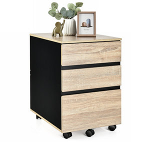Costway 3-Drawer Mobile File Cabinet Vertical Filling Cabinet Dresser Cabinet Under Desk