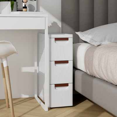 Costway 3-Drawer Narrow Storage Cabinet Bathroom Rolling Plastic Cart Container - 5