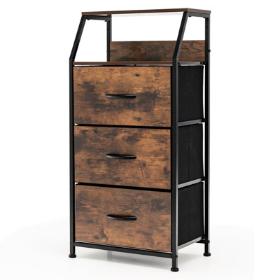 Costway 3-Drawer Organizer Unit Freestanding Cabinet Dresser W/ 3 ...