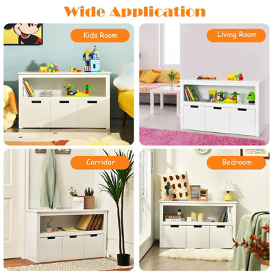 Costway 3 Drawer Storage Cabinet Wooden Bookshelf Display Rack Kids Toy Organizer Table