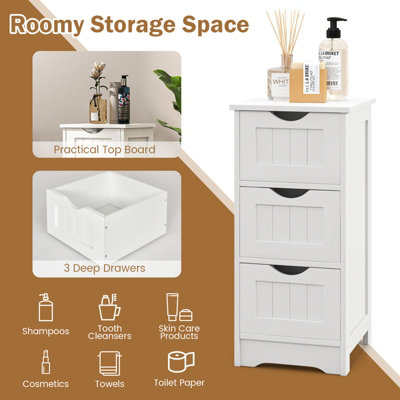 Bathroom Floor Freestanding Storage Organizer with 3 Drawers - Costway