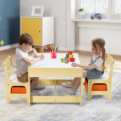 COSTWAY 3-In-1 Activity Table Multipurpose Children Table and Chair Set ...