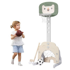 Costway 3-in-1 Basketball Hoop Set Stand Toddler Basketball Hoop w/ 5 Adjustable Height