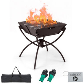Costway 3-In-1 Camping Fire Pit Wood Burning Campfire Portable Grill w/ Cooking Grills