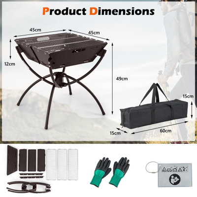 Costway 3-In-1 Camping Fire Pit Wood Burning Campfire Portable Grill w/ Cooking Grills