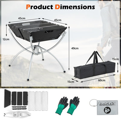 Costway 3-In-1 Camping Fire Pit Wood Burning Campfire Portable Grill w/ Cooking Grills
