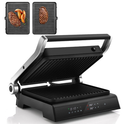 Costway Electric Panini Press Grill 1200W Sandwich Maker with Independent  Temperature Control & Removable Drip Tray