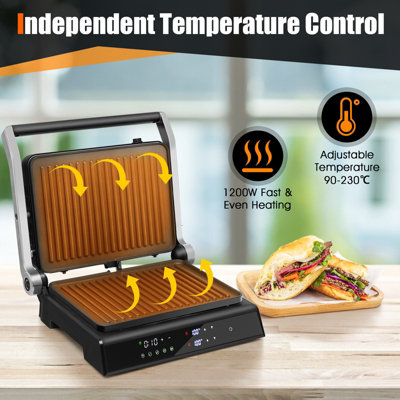 Costway Electric Panini Press Grill Sandwich Maker With Led Display &  Removable Drip Tray : Target