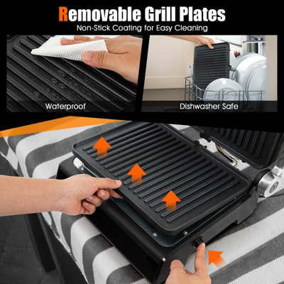 3 in 1 Indoor Electric Panini Press Grill with LED Display - Costway