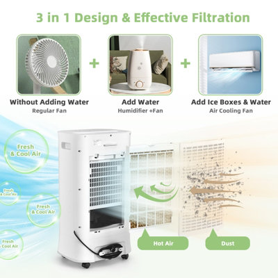 Costway 3-in-1 Evaporative Air Cooler Portable Quiet Swamp Cooler w/ Fan - 5