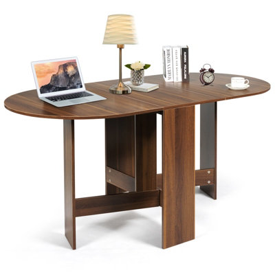 Costway 3-in-1 Folding Dining Coffee Table Drop Leaf Table Writing Desk for 4 to 6 People