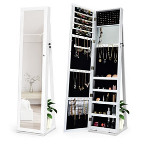 Costway 3-in-1 Jewelry Cabinet Full-Length Mirrored Jewelry Armoire Jewelry Organizer