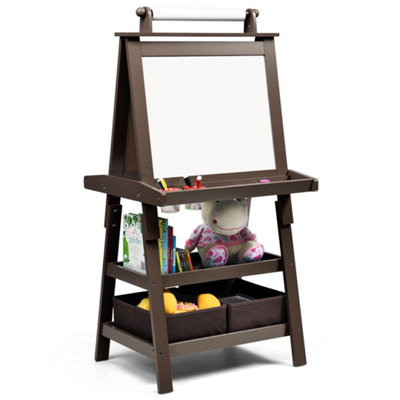 Costway 3 In 1 Kids Art Easel Double-Sided Storage Easel W/ Whiteboard ...