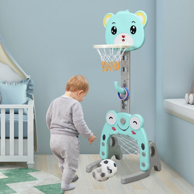Costway 3-in-1 Kids Basketball Hoop Stand Set Ring Toss Portable Sport ...
