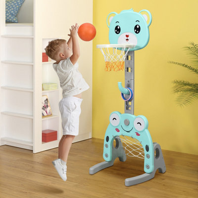 Costway 3-in-1 Kids Basketball Hoop Stand Set Ring Toss Portable Sport ...