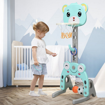 Costway 3-in-1 Kids Basketball Hoop Stand Set Ring Toss Portable Sport ...